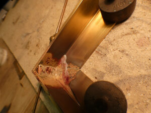 a corner after being soldered